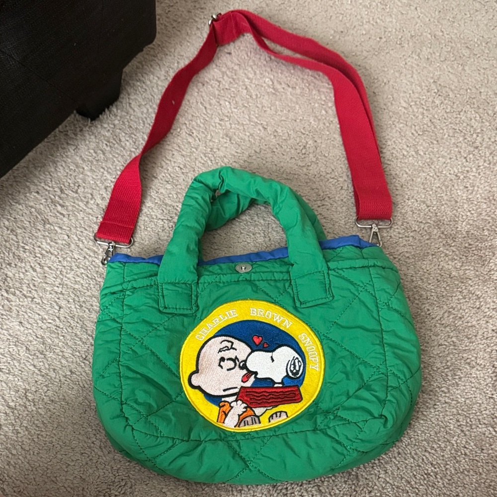 Peanuts Green and Red Quilted Bag
